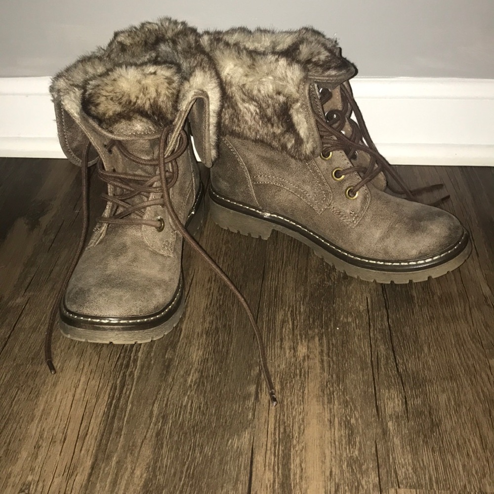 Faux fur army boots
